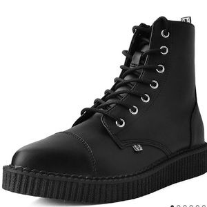 Black TUKskin Pointed Lace Up Boot